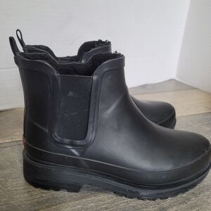 Chooka Womens Black Chelsea Boots Solid Pull-On Faux Furling Waterproof Sz7